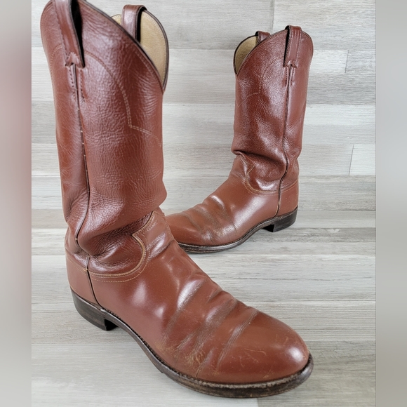 Vintage Justin Western Leather Cowboy Boots Size 10.5D USA Made - Picture 12 of 16